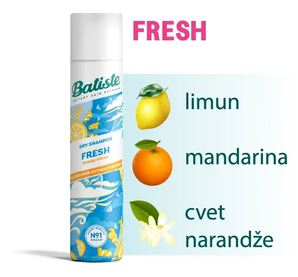 Batiste suvi šampon - Fresh - limun, mandarina, cvet narandže