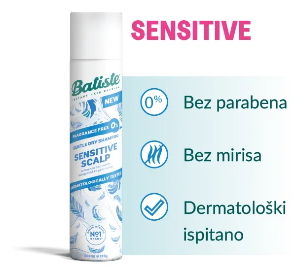 Batiste suvi šampon - Sensitive - Formula bez mirisa, namenjena osetljivom temenu